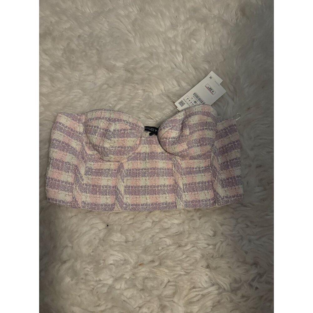 NWT Zara Tweed Crop Top Bustier M